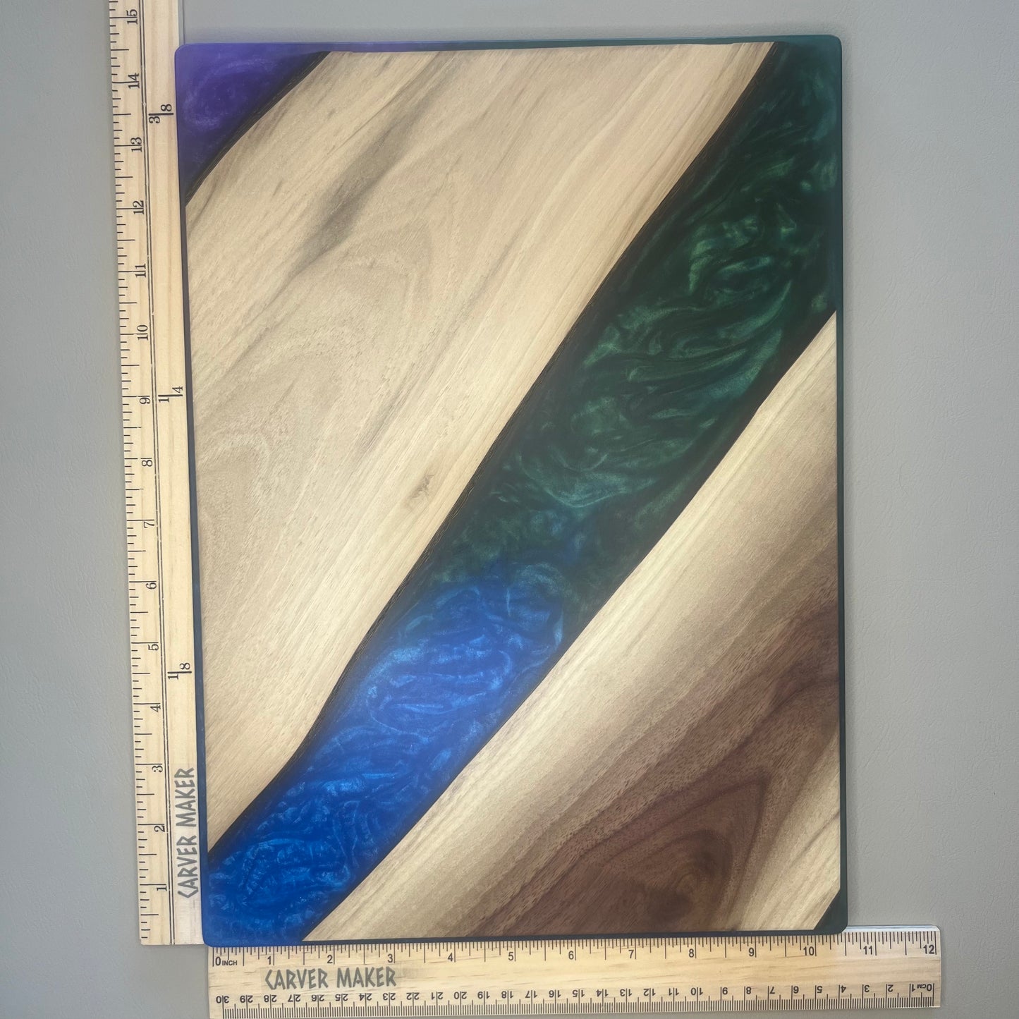 Walnut with Blue, Green and Purple Resin Serving Board