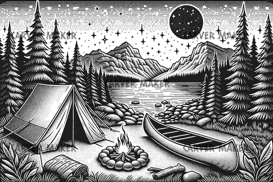Back Woods Camping in the Mountains - ART - Laser Engraving