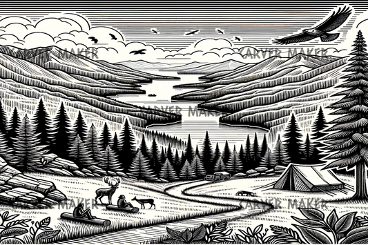 Camping in the Mountain Wilderness - ART - Laser Engraving
