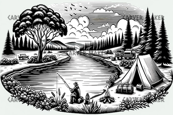 Camping y Pesca en la Paz - ARTE - Grabado Láser