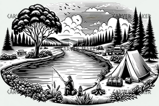 Camping and Fishing in the Peace - ART - Laser Engraving