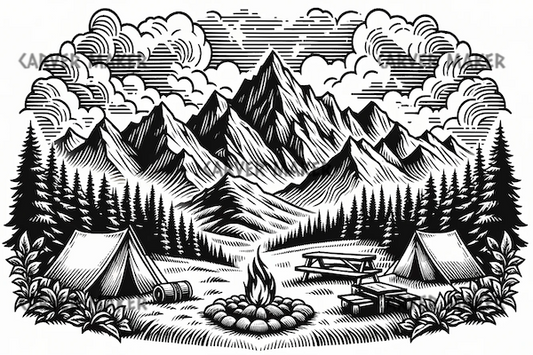 Camping in the Windy Mountains - ART - Laser Engraving