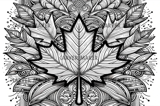 Maple Leaf Surrounded By Leaves - ART - Laser Engraving
