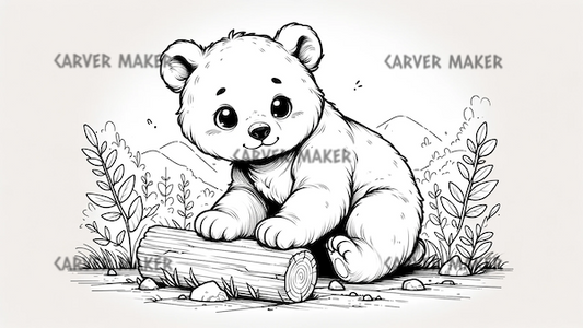 Cute Baby Bear Cub - ART - Laser Engraving