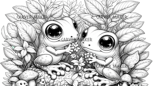 Cute Tree Frogs Friends - ART - Laser Engraving