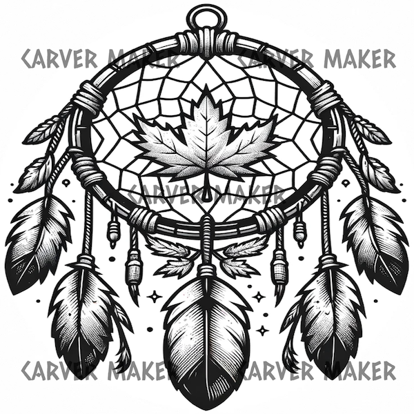 Dream Catcher with Maple Leaf 4 - ART - Laser Engraving