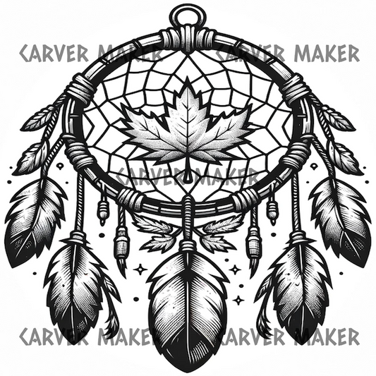Dream Catcher with Maple Leaf 4 - ART - Laser Engraving