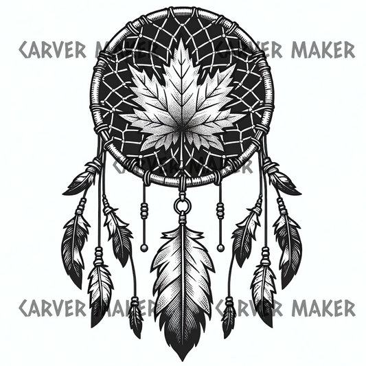 Dream Catcher with Maple Leaf 5 - ART - Laser Engraving