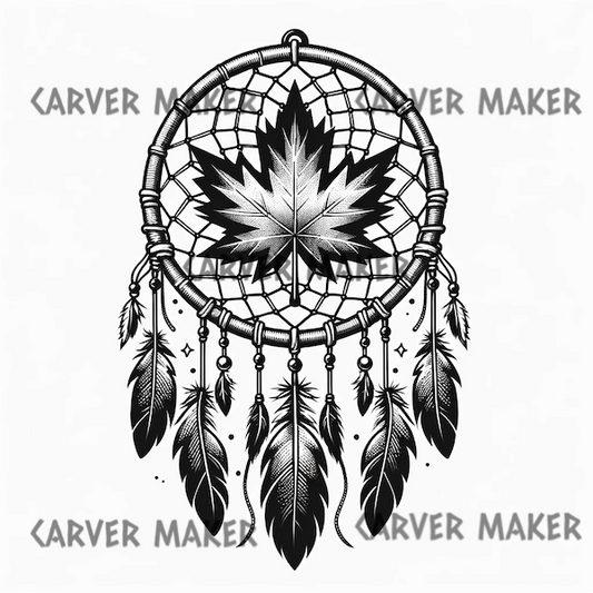 Dream Catcher with Maple Leaf 6 - ART - Laser Engraving