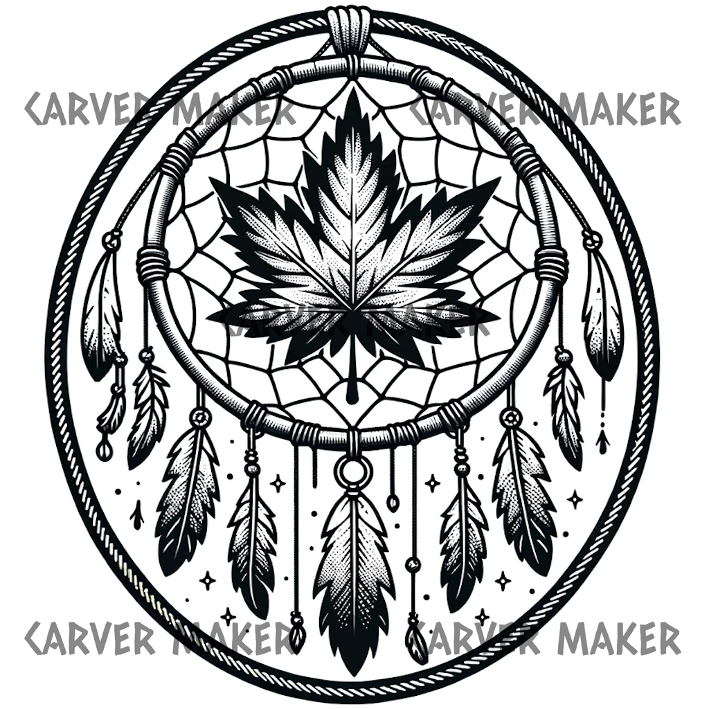 Dream Catcher with Maple Leaf 2 - ART - Laser Engraving