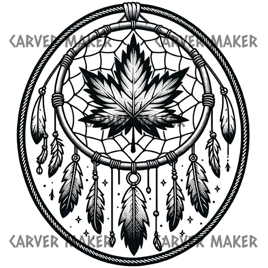Dream Catcher with Maple Leaf 2 - ART - Laser Engraving