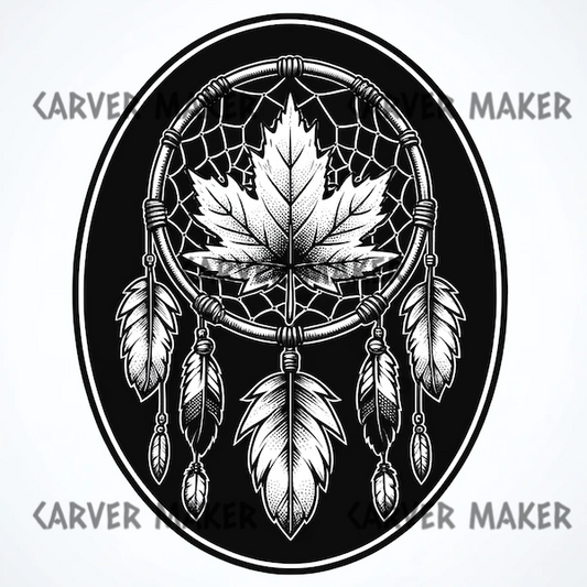 Dream Catcher with Maple Leaf - ART - Laser Engraving