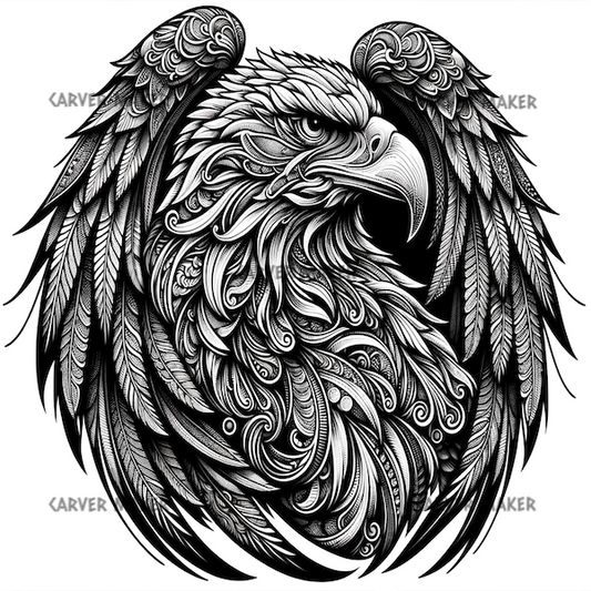 Óvalo de primer plano de águila - ARTE - Grabado láser