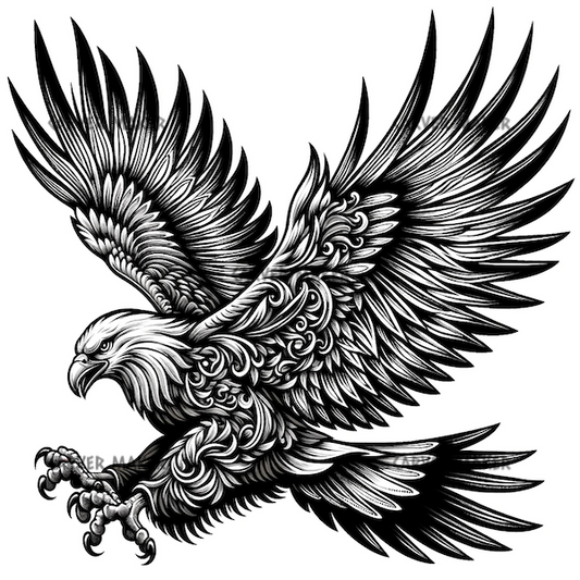 Águila volando con garras desde el costado - ARTE - Grabado láser
