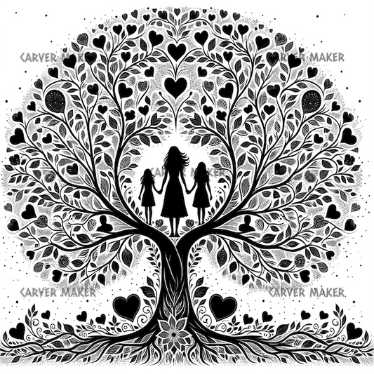Family Tree with Mother and Girls - ART - Laser Engraving