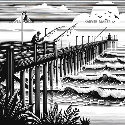 Fishing off of the Pier - ART - Laser Engraving
