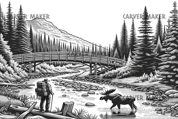 Hiking by the River - ART - Laser Engraving