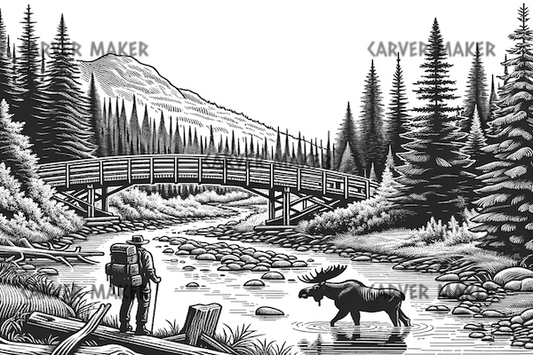 Hiking by the River - ART - Laser Engraving