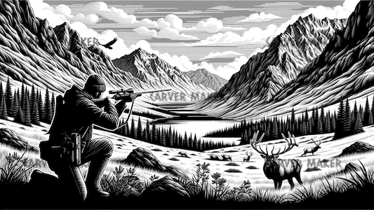Hunting for Elk in the Mountains - ART - Laser Engraving