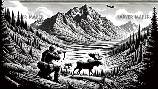 Hunting for Moose in the Back Country - ART - Laser Engraving