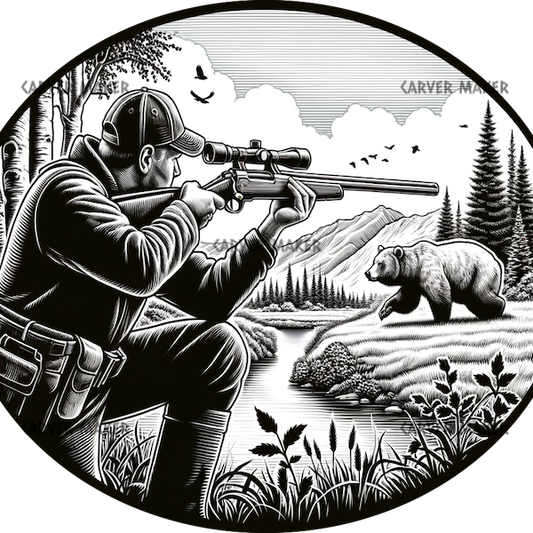 Hunting in the Mountains for Bear - ART - Laser Engraving