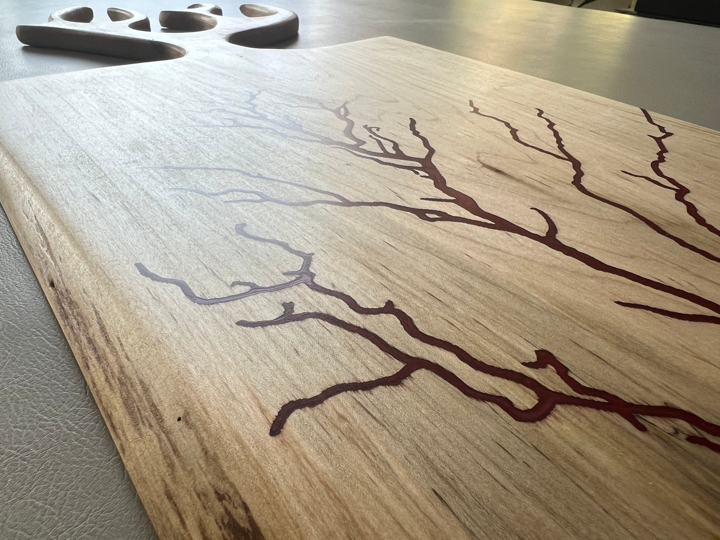 Red Lightning Fractal Epoxy Filled Maple Charcuterie Board