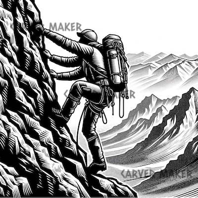Mountaineer Climbing - ART - Laser Engraving