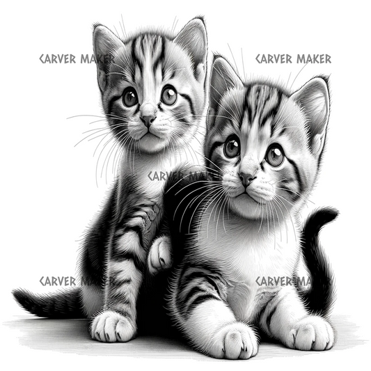 Kitten Pair - ART - Laser Engraving