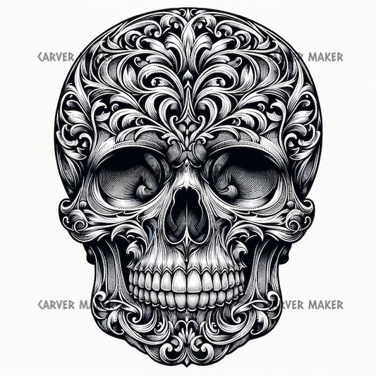 Skull Face in Filigree - ART - Laser Engraving