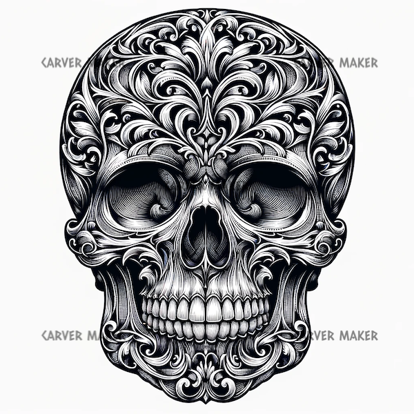 Skull Face in Filigree - ART - Laser Engraving