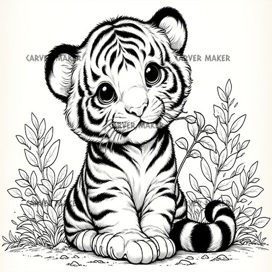 Cute Tiger Cub - ART - Laser Engraving