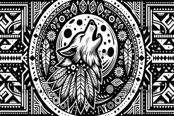 Wolf Dream Catcher Moon - ART - Laser Engraving