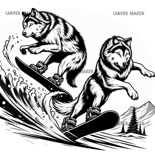 Wolves Snowboarding - ART - Laser Engraving