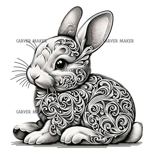 Baby Bunny in Filigree - ART - Laser Engraving