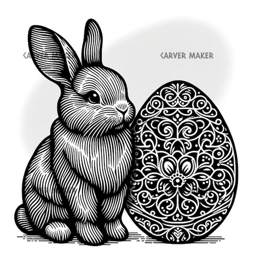 Baby Bunny with Easter Egg in Filigree - ART - Laser Engraving
