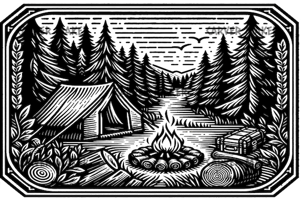 Camping in the Woods by the Fire - ART - Laser Engraving