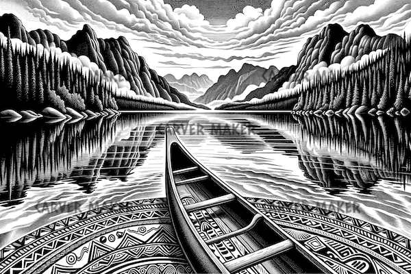 Canoe on Lake in Forest - ART - Laser Engraving