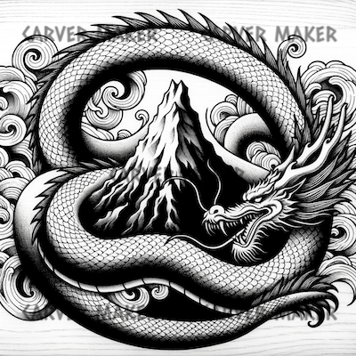 Dragon Around a Mountain - ART - Laser Engraving