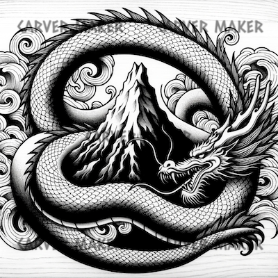 Dragon autour d'une montagne - ART - Gravure laser