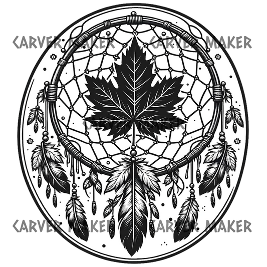 Dream Catcher with Maple Leaf 3 - ART - Laser Engraving