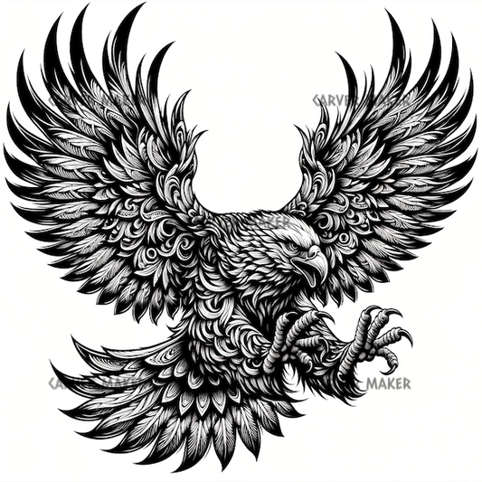 Eagle Flying with Talons Out - ART - Laser Engraving