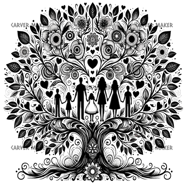 Family Tree with Family - ART - Laser Engraving