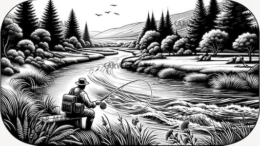 Fly Fishing on the River - ART - Laser Engraving