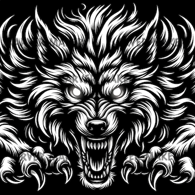 Wolf Face with Glowing Eyes - ART - Laser Engraving