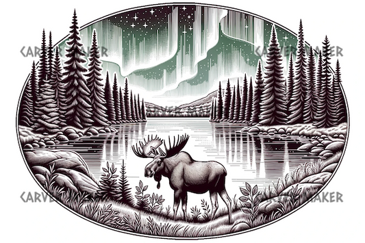 Moose by Calm Lake - ART - Laser Engraving