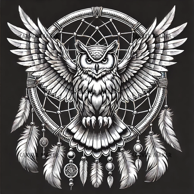 Owl on a Dream Catcher - ART - Laser Engraving