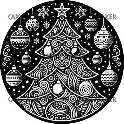 Christmas Tree With Ornaments - ART - Laser Engraving