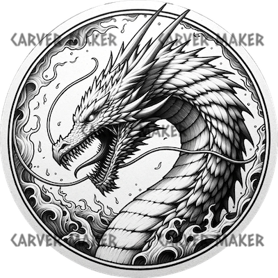 Round Fire Breathing Dragon - ART - Laser Engraving