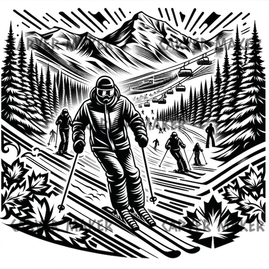 Skiing down the Mountain - ART - Laser Engraving