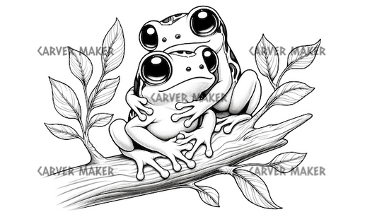 Tree Frogs Hugging - ART - Laser Engraving